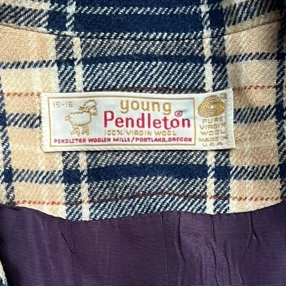 Pendleton Vintage 100% Pure Virgin Wool Plaid Jacket size 15/16